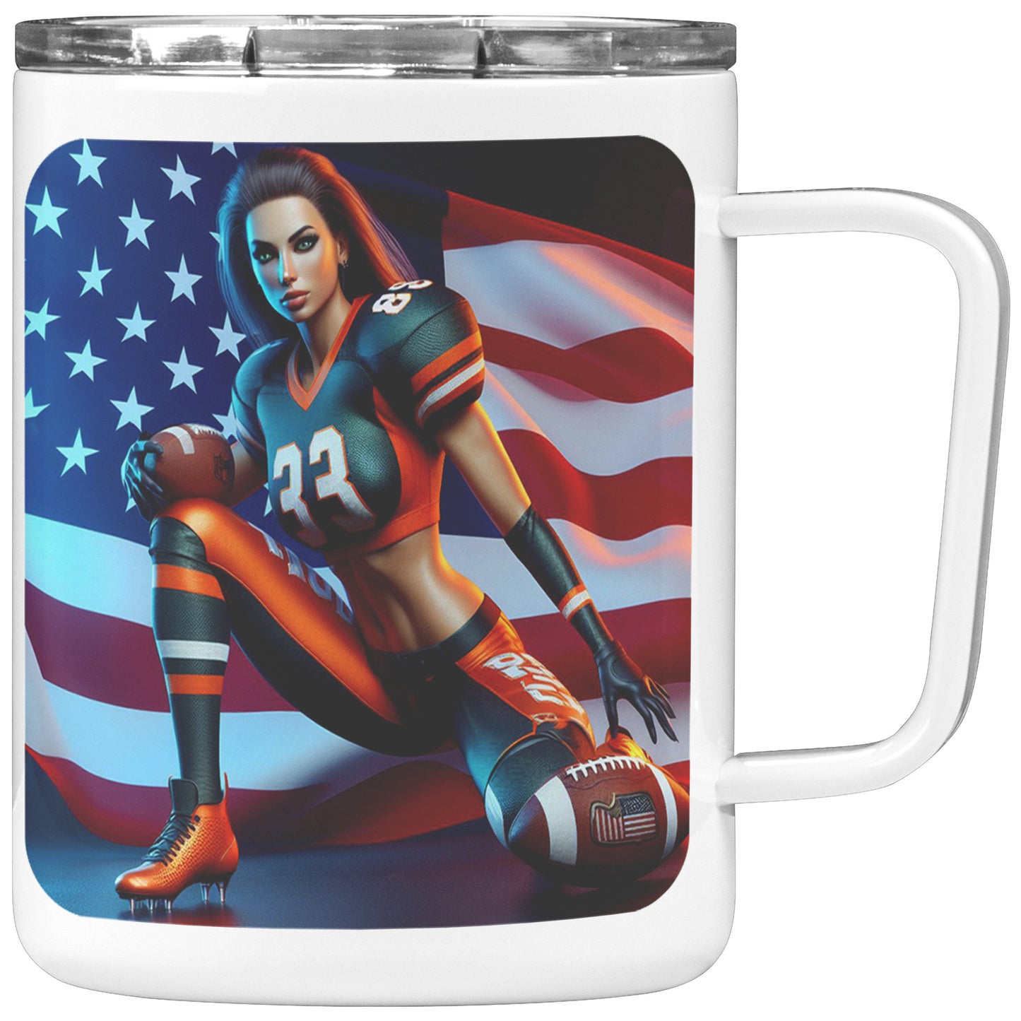 Woman Football Player - Insulated Coffee Mug #10