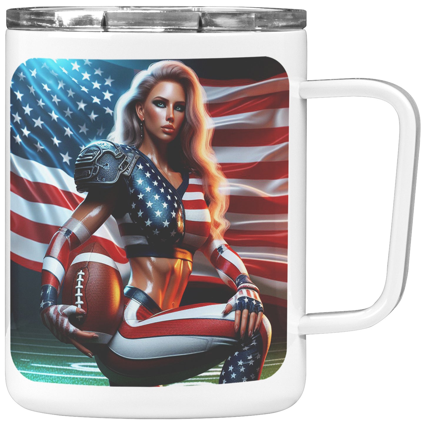 Woman Football Player - Insulated Coffee Mug #5
