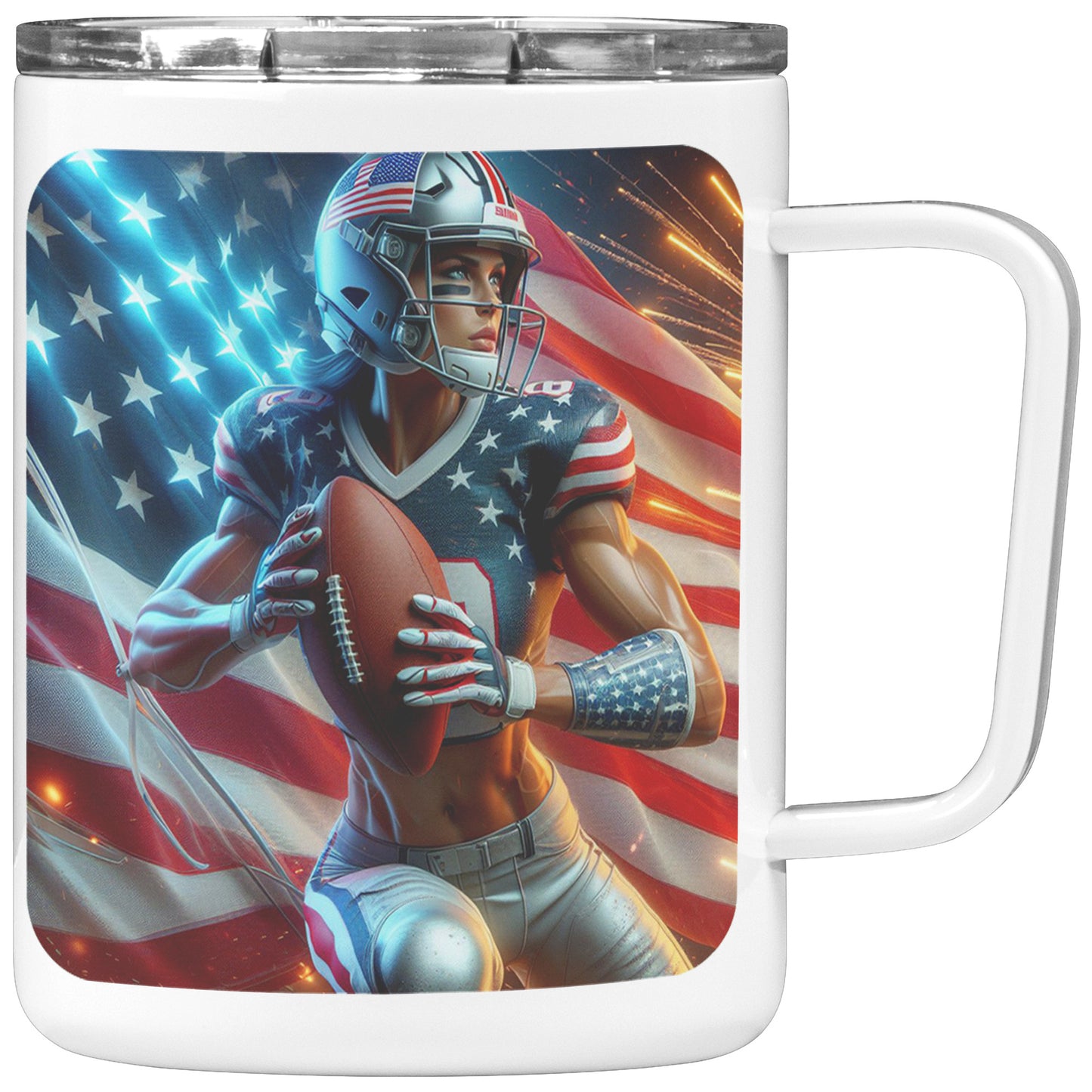 Woman Football Player - Insulated Coffee Mug #2