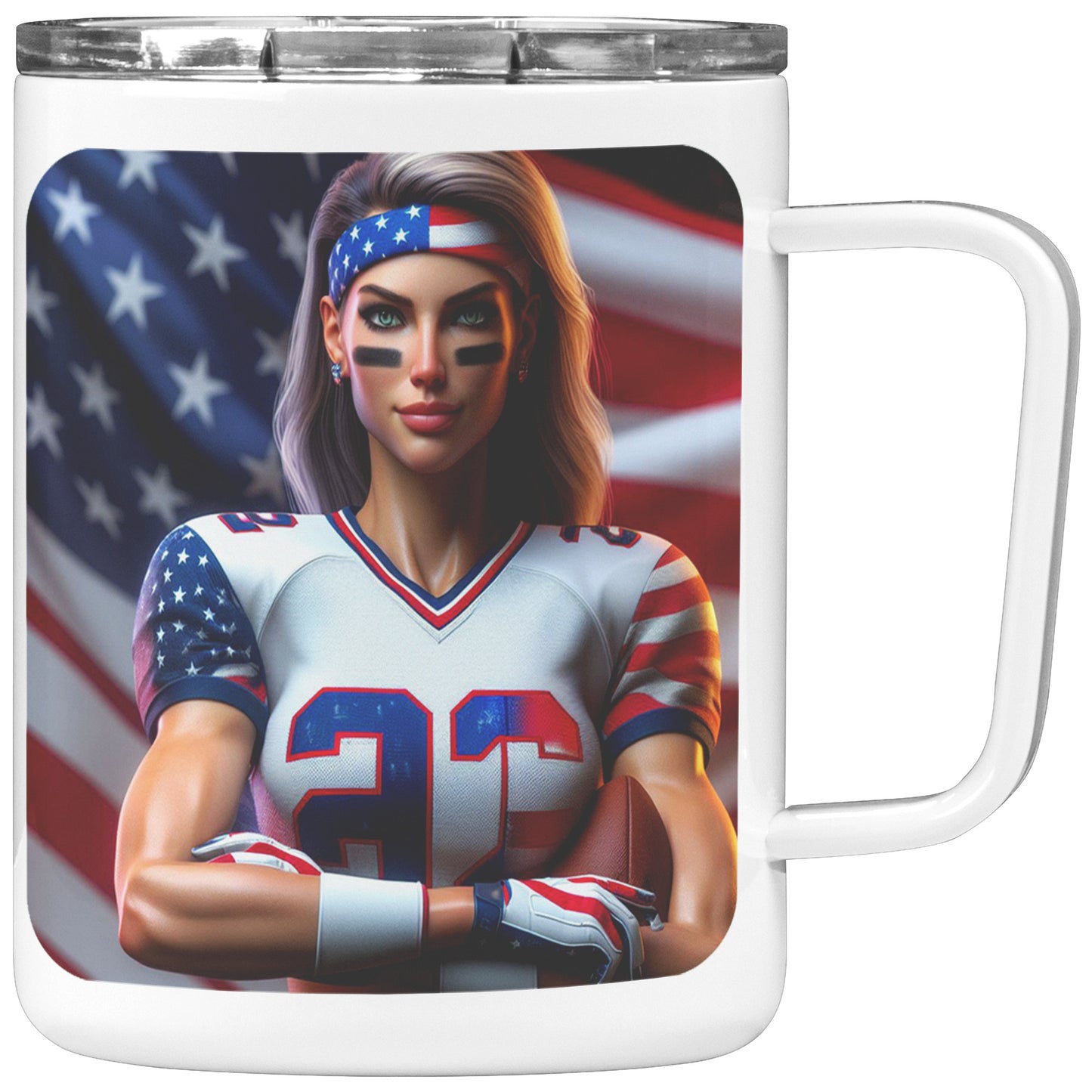 Woman Football Player - Insulated Coffee Mug #25