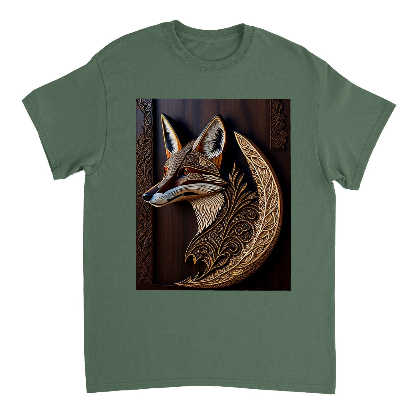 3D Wooden Animal Art - Heavyweight Unisex Crewneck T-shirt 48