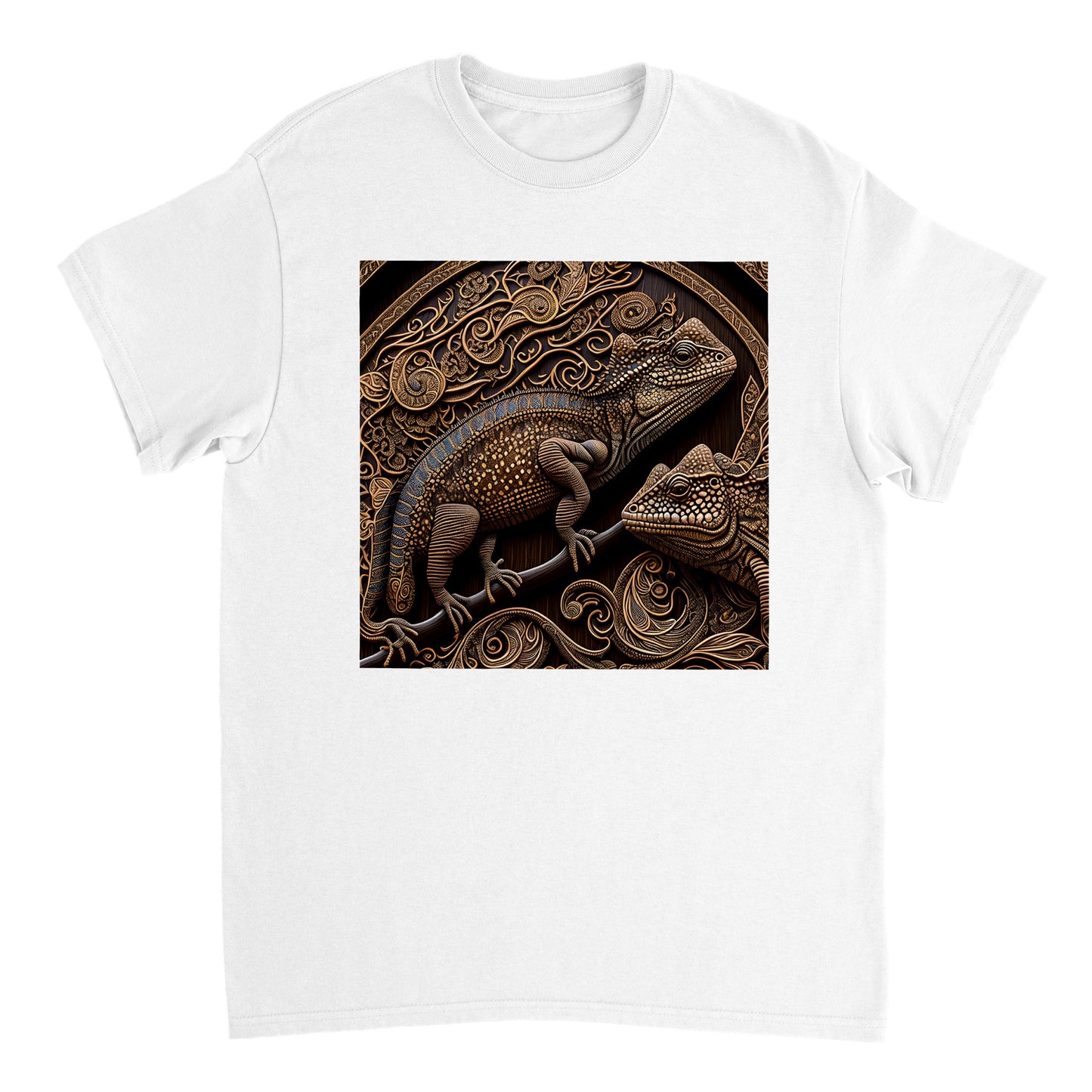 3D Wooden Animal Art - Heavyweight Unisex Crewneck T-shirt 64