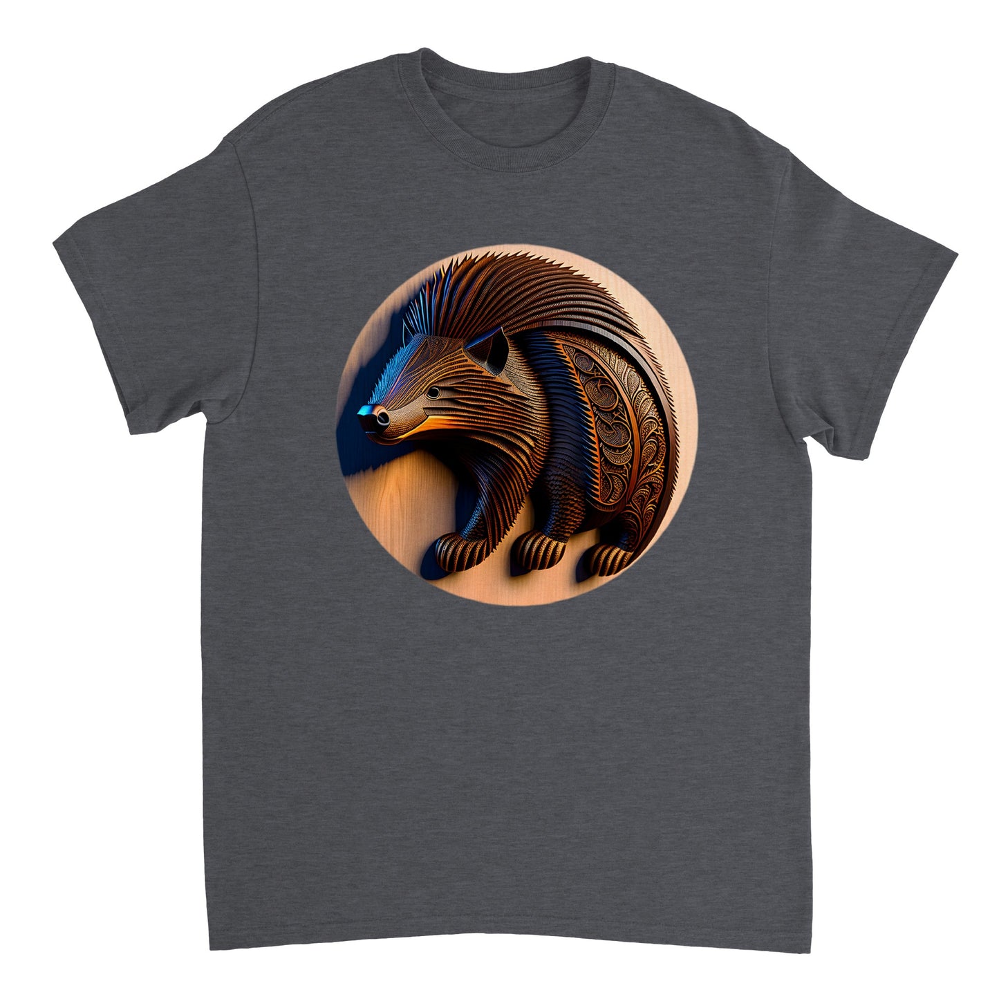 3D Wooden Animal Art - Heavyweight Unisex Crewneck T-shirt 3