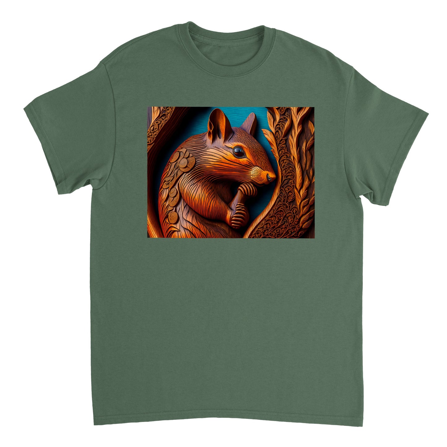3D Wooden Animal Art - Heavyweight Unisex Crewneck T-shirt 69
