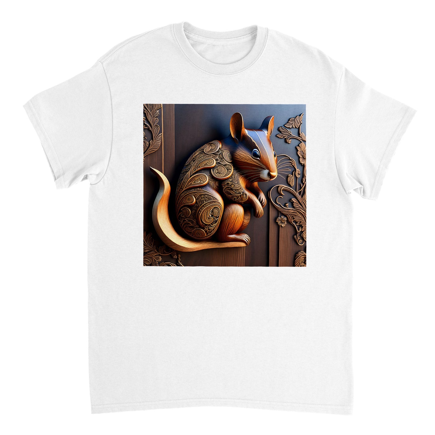 3D Wooden Animal Art - Heavyweight Unisex Crewneck T-shirt 77