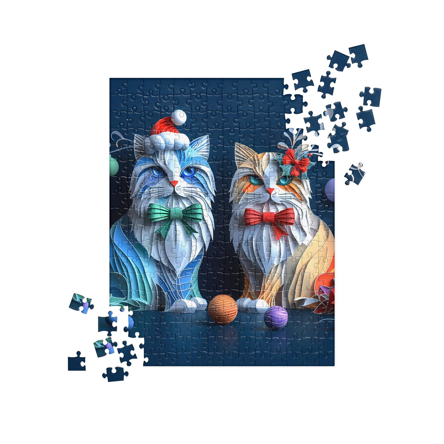 3D Christmas Cats - Jigsaw Puzzle #3