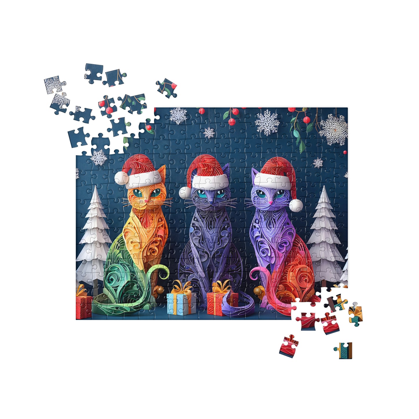 3D Christmas Cats - Jigsaw Puzzle #9