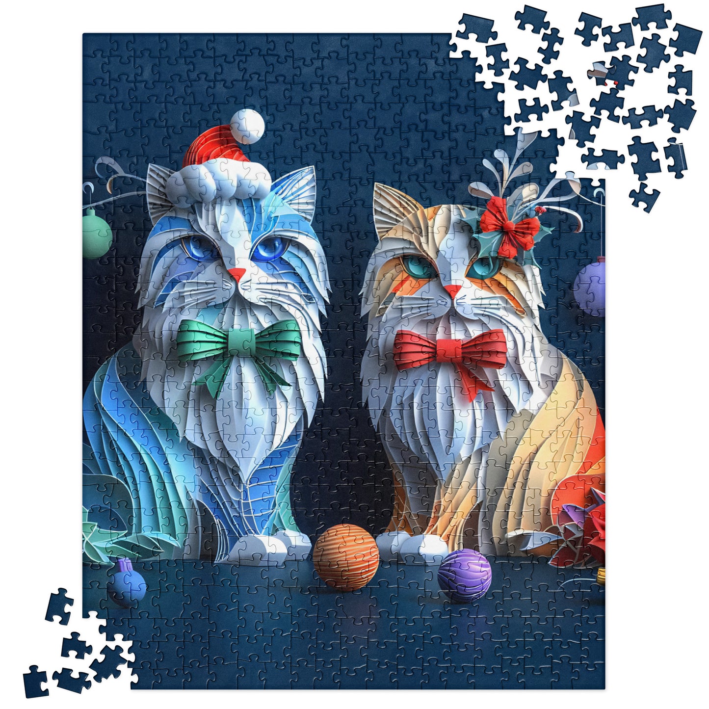 3D Christmas Cats - Jigsaw Puzzle #3