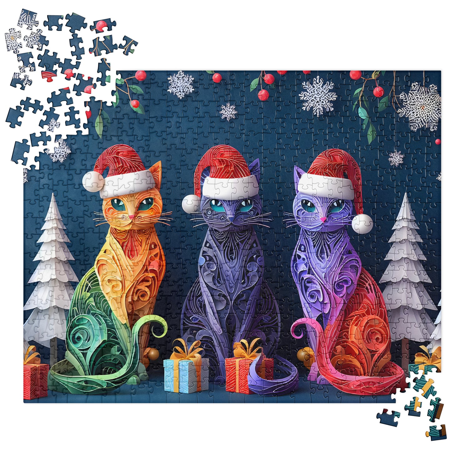 3D Christmas Cats - Jigsaw Puzzle #9
